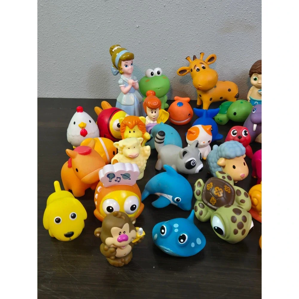 Large Lot Rubber Bath Toys Animals Disney Cinderella Pluto Sea Creatures